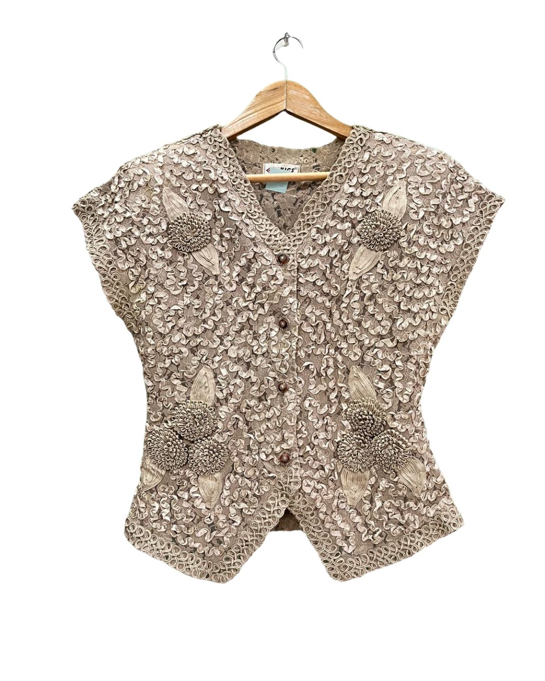 Beige Textured Waist Coat