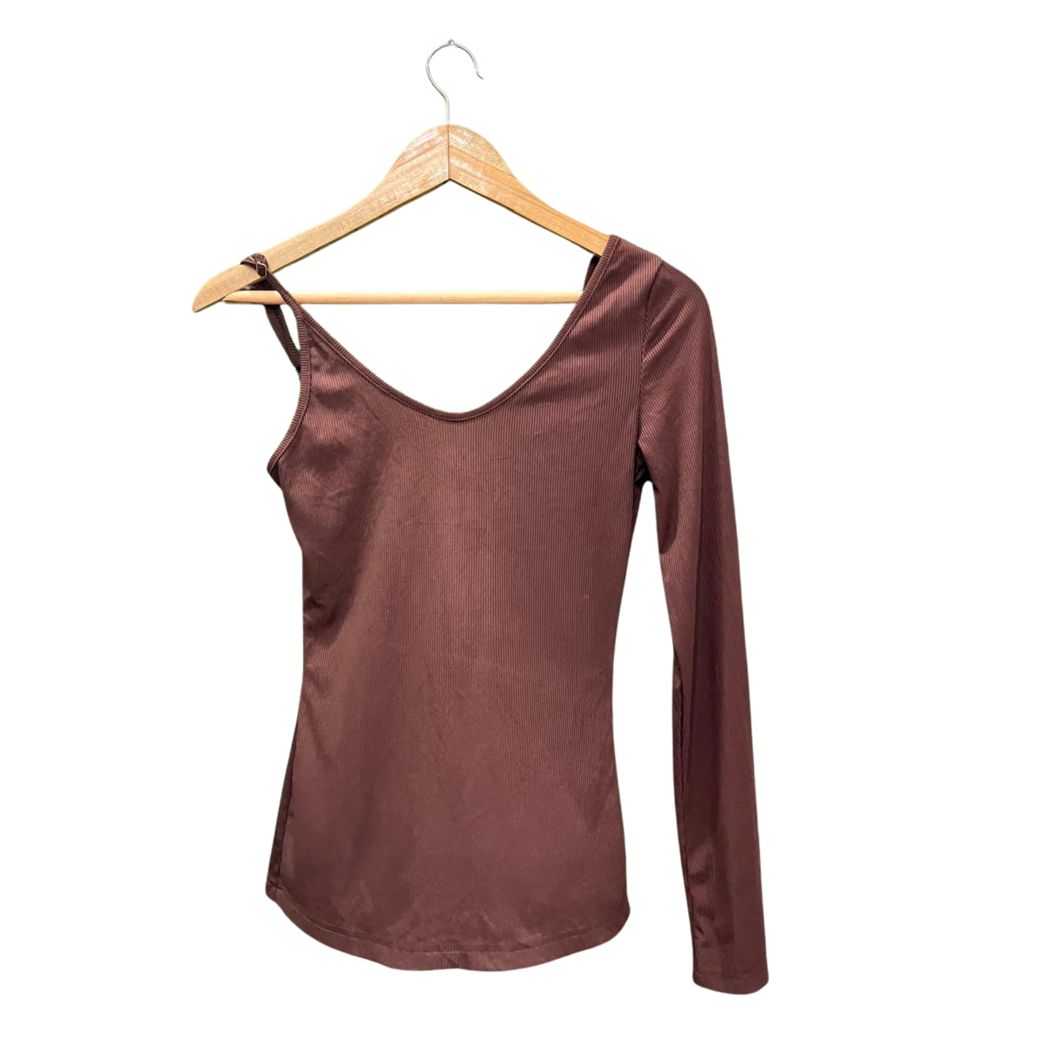 SHEIN ONE SHOULDER BROWN TOP