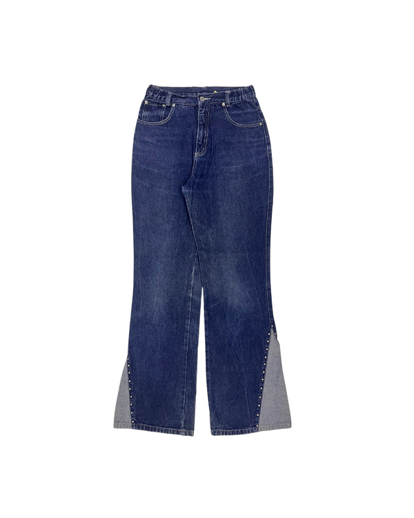 HIGH WAIST FLARE JEANS WITH PANEL DETAILS