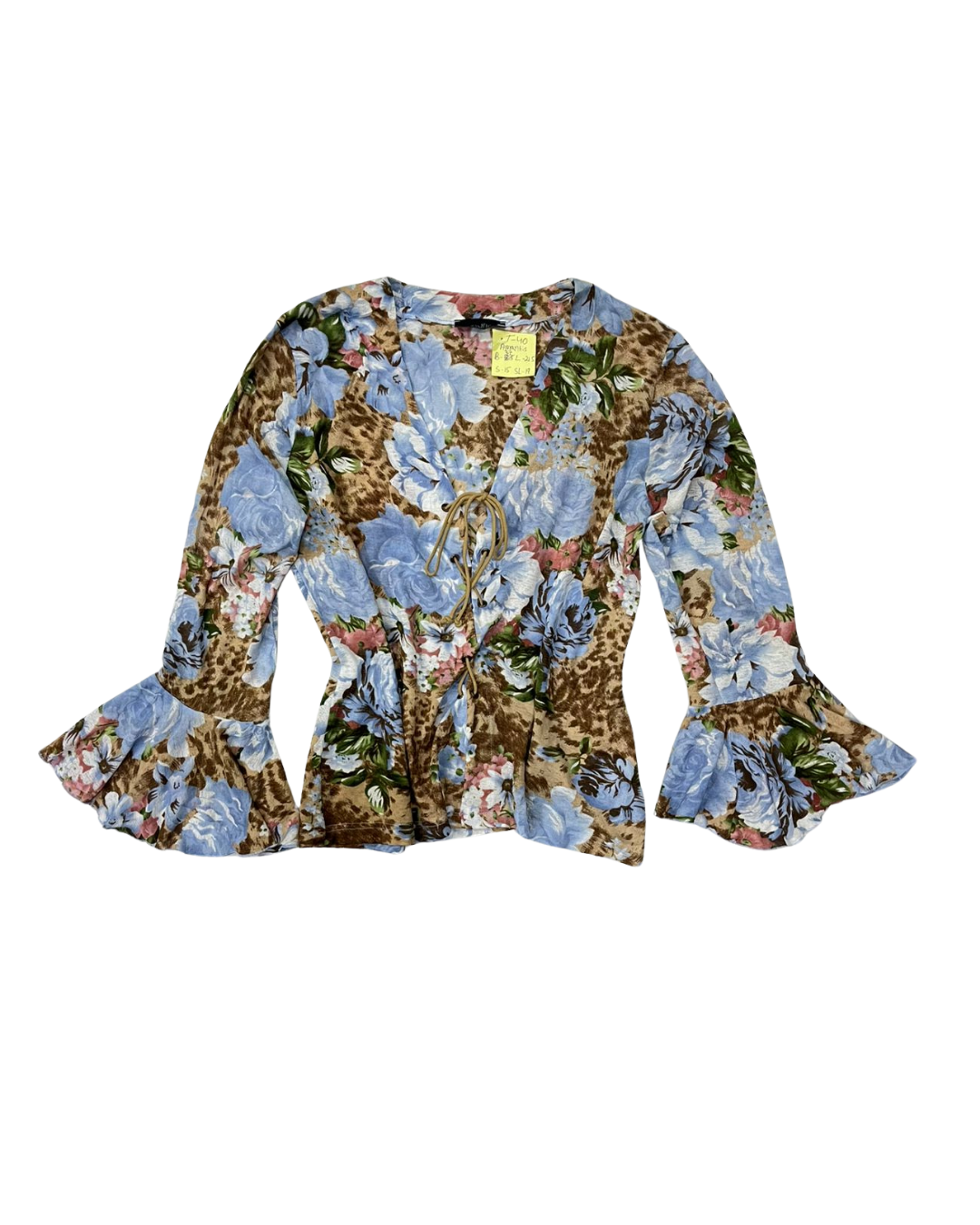 FLORAL BLOUSE WITH RUFFLED SLEEVES
