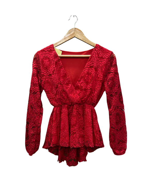 RED LACE TOP