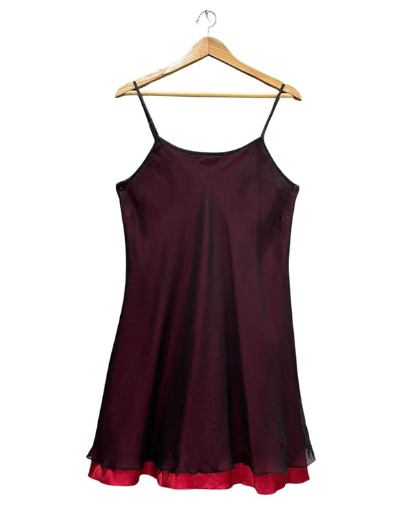 Burgundy and Black Slip Dress