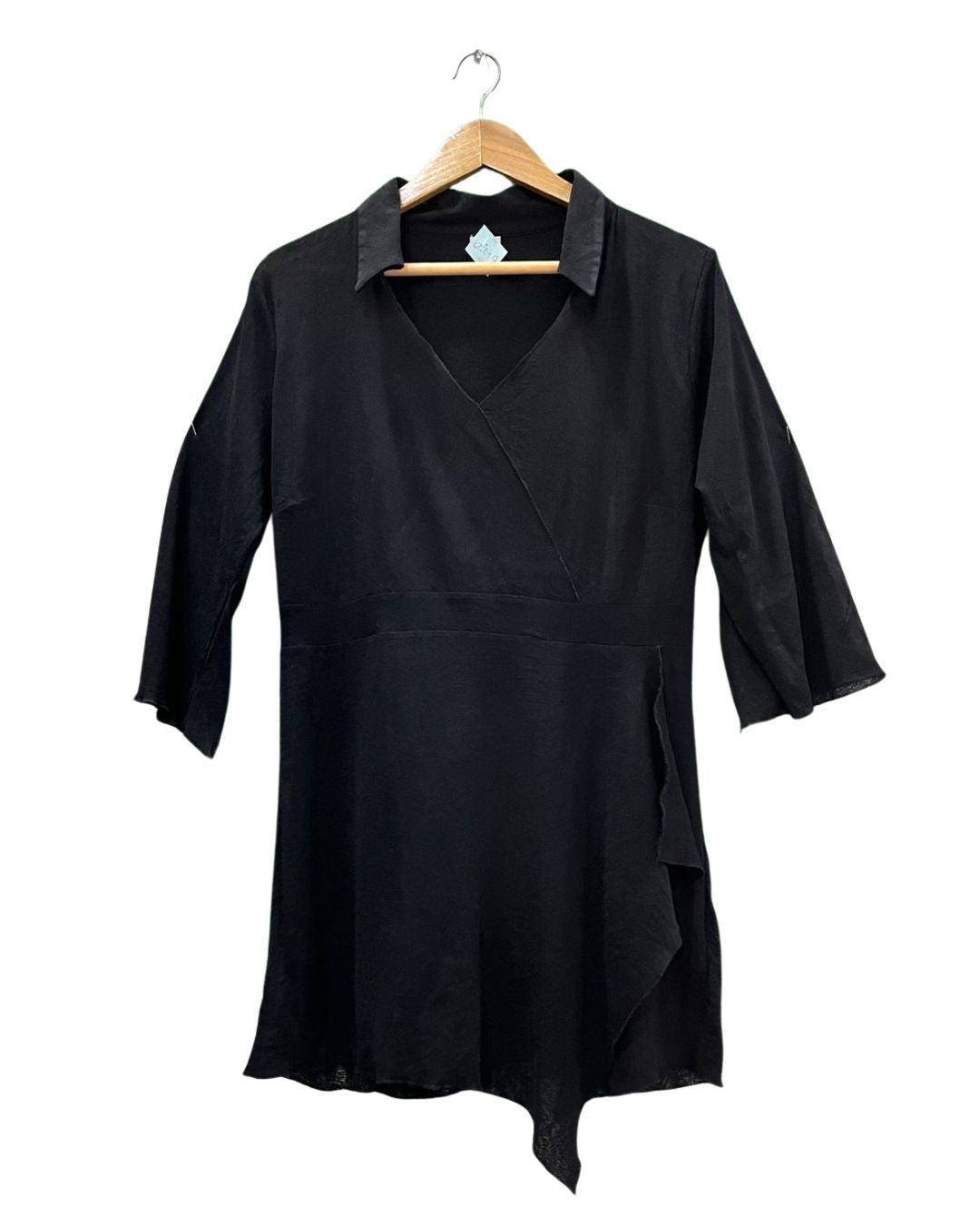Black Asymmetrical Wrap Dress