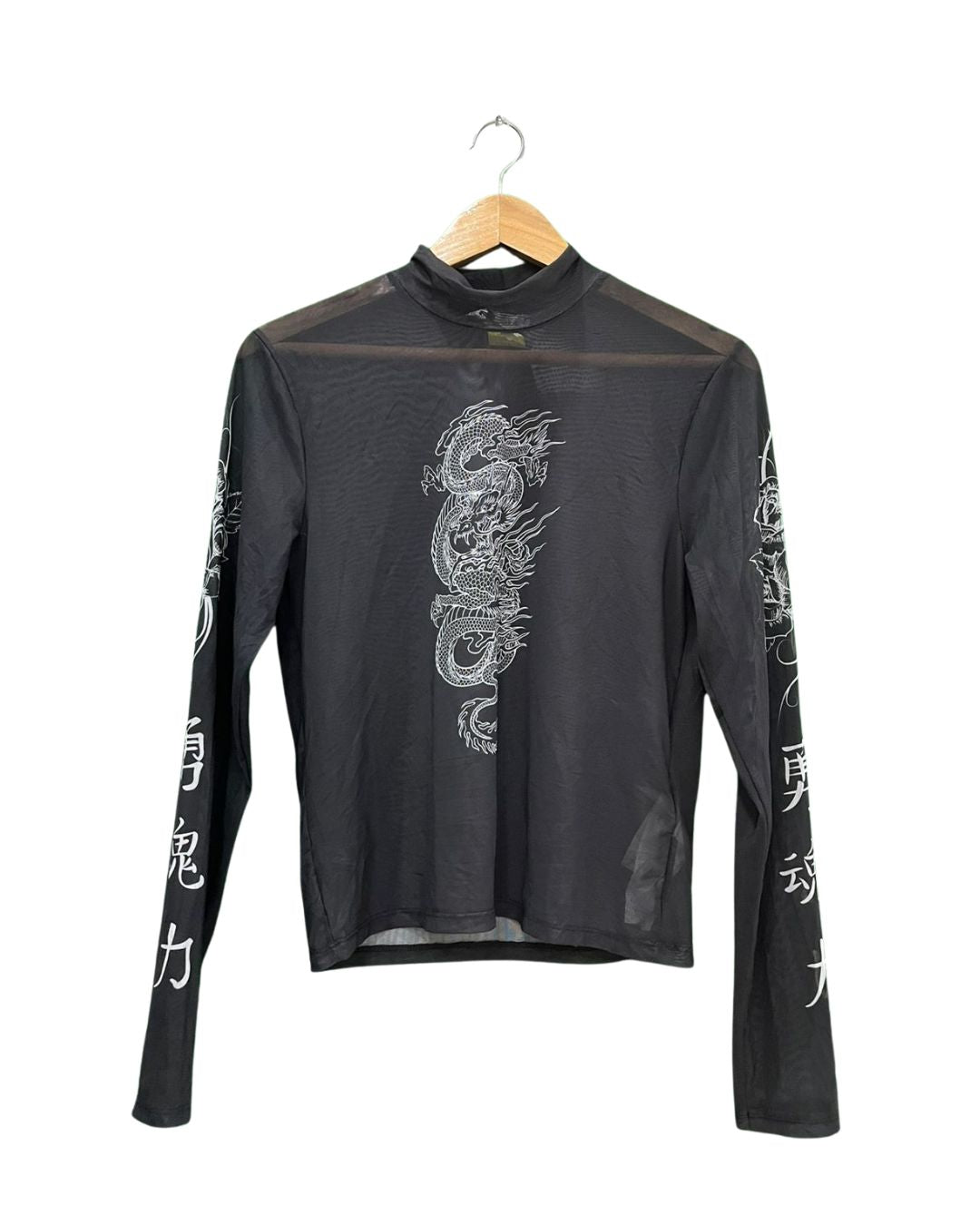 Dragon Print Mock Neck Top