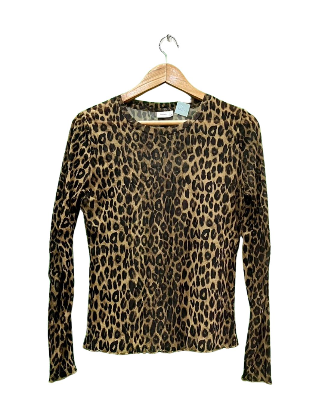 Sheer Leopard Print Long Sleeve Top