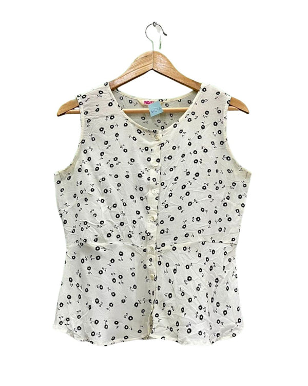 WHITE PRINTED TANK TOP