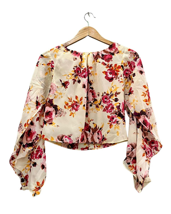 Floral Pink Top With Bell Sleeves