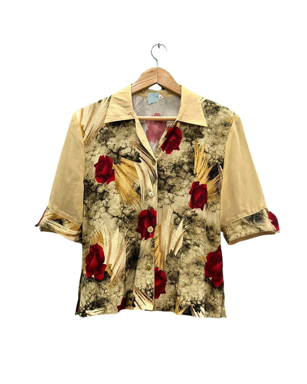 Retro Print Collared Shirt