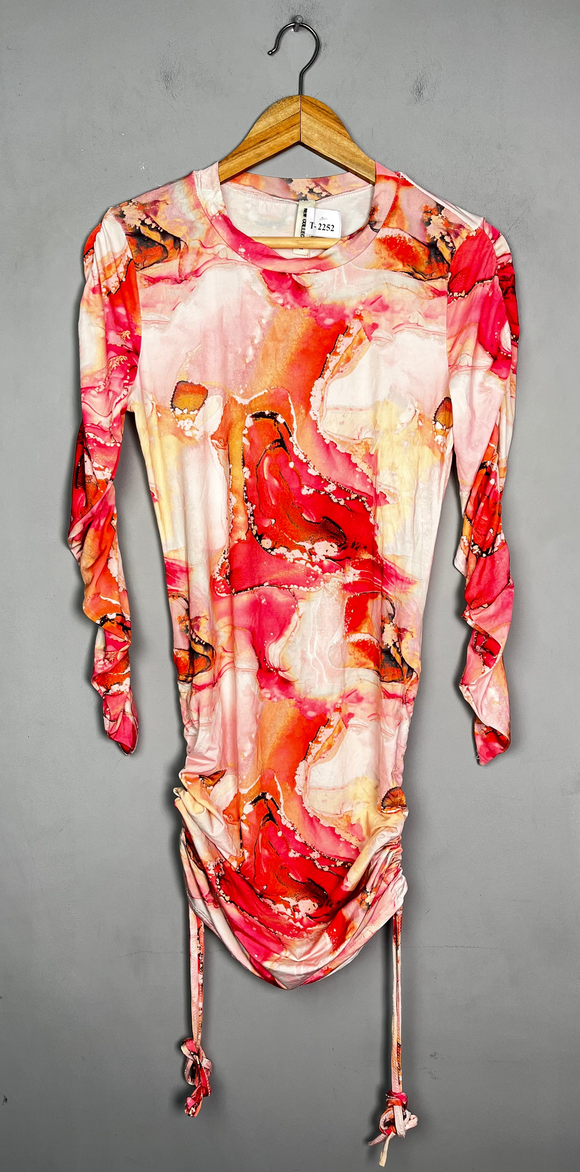 MARBLE PRINT RUCHED MINI DRESS - Thrifty Threads