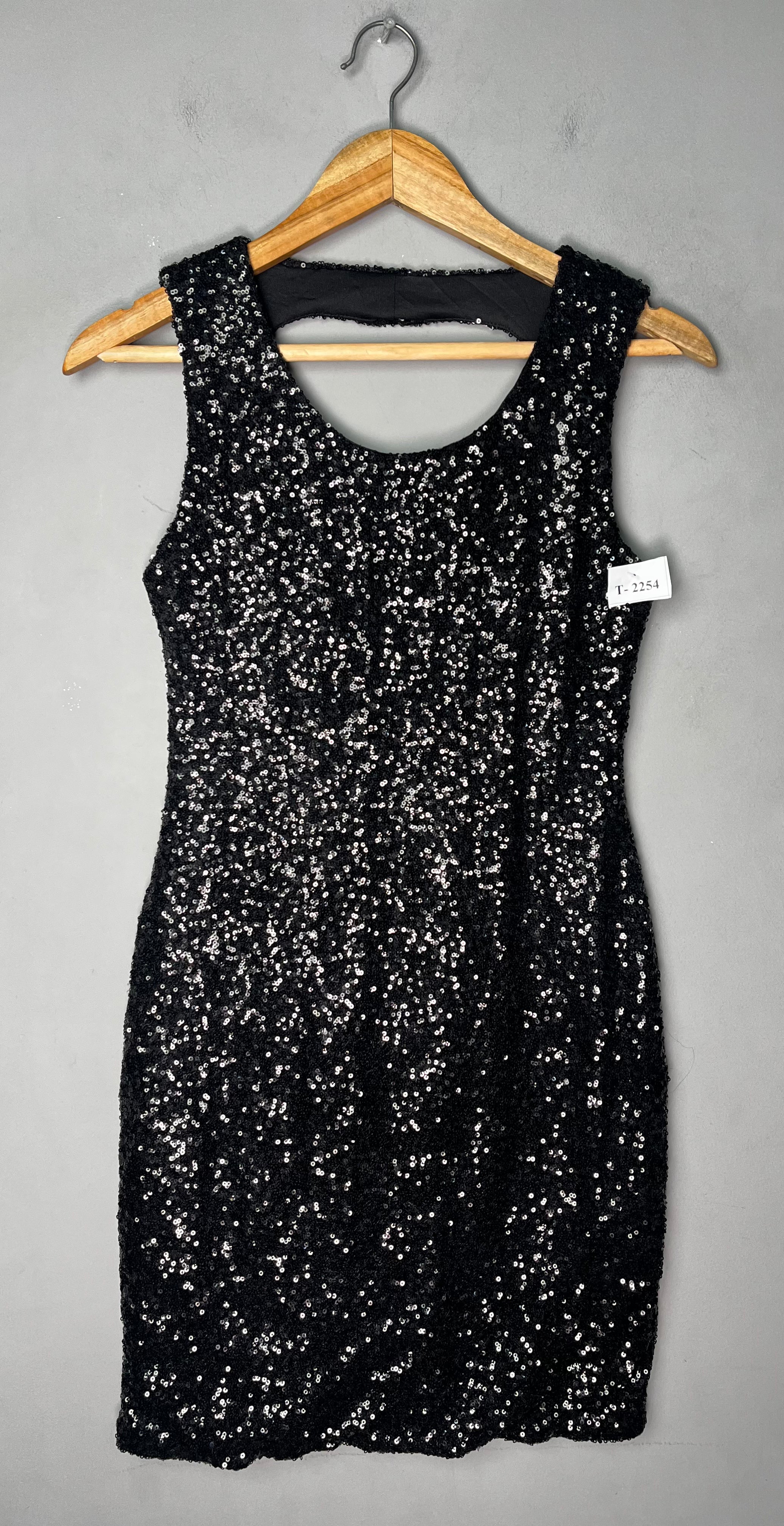 BLACK SEQUIN SLEEVELESS MINI DRESS - Thrifty Threads