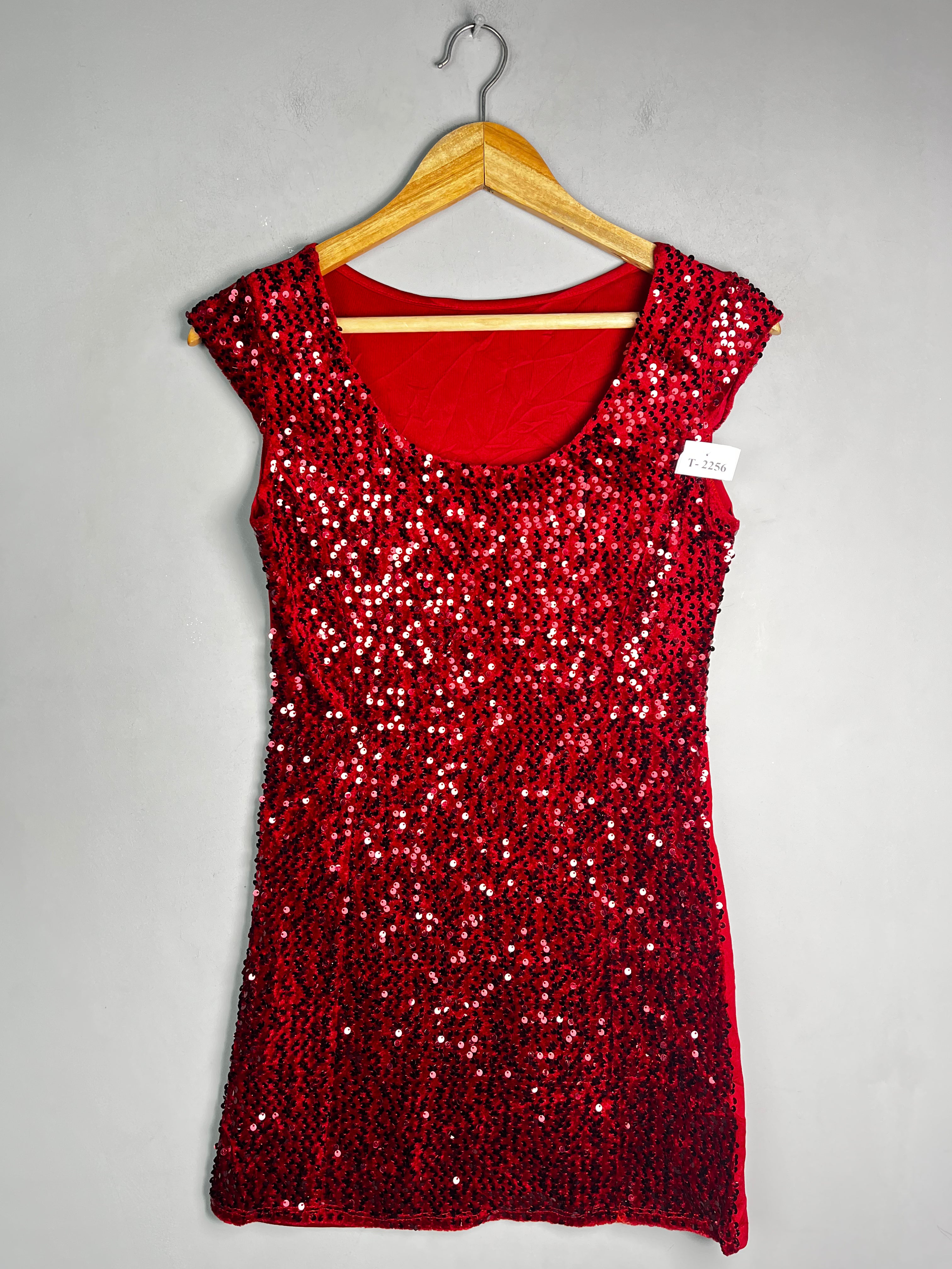 RED SEQUIN COCKTAIL PARTY MINI DRESS - Thrifty Threads