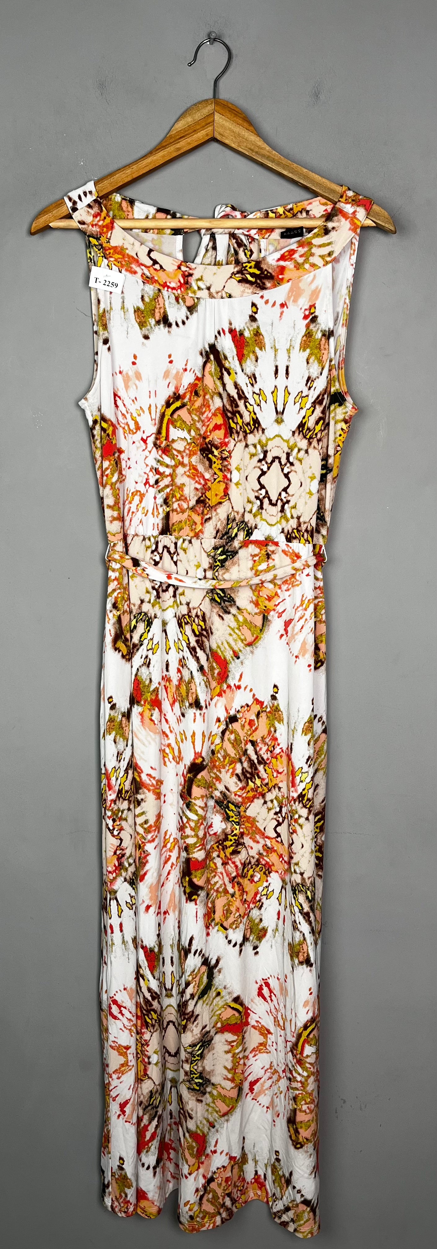 WHITE MULTICOLOR ABSTRACT PRINT MAXI DRESS - Thrifty Threads
