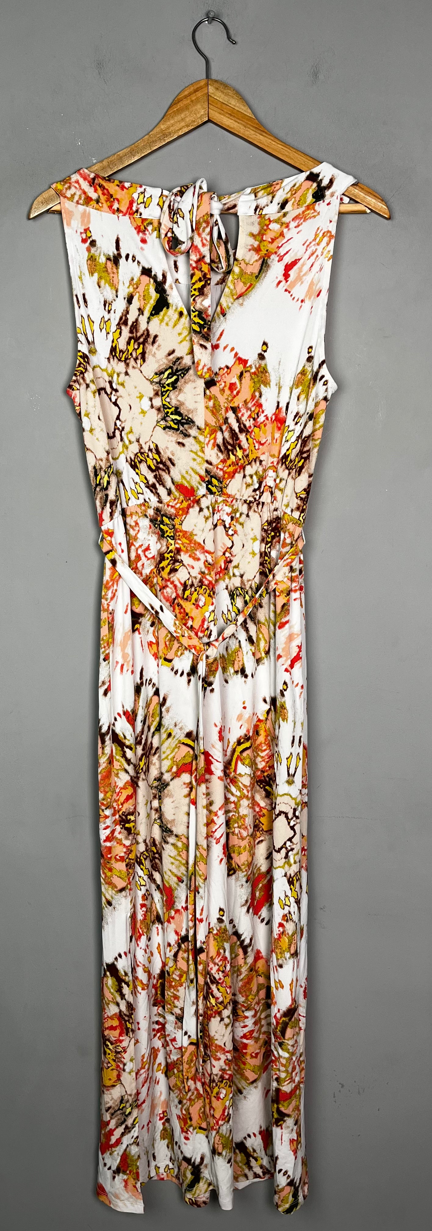 WHITE MULTICOLOR ABSTRACT PRINT MAXI DRESS - Thrifty Threads