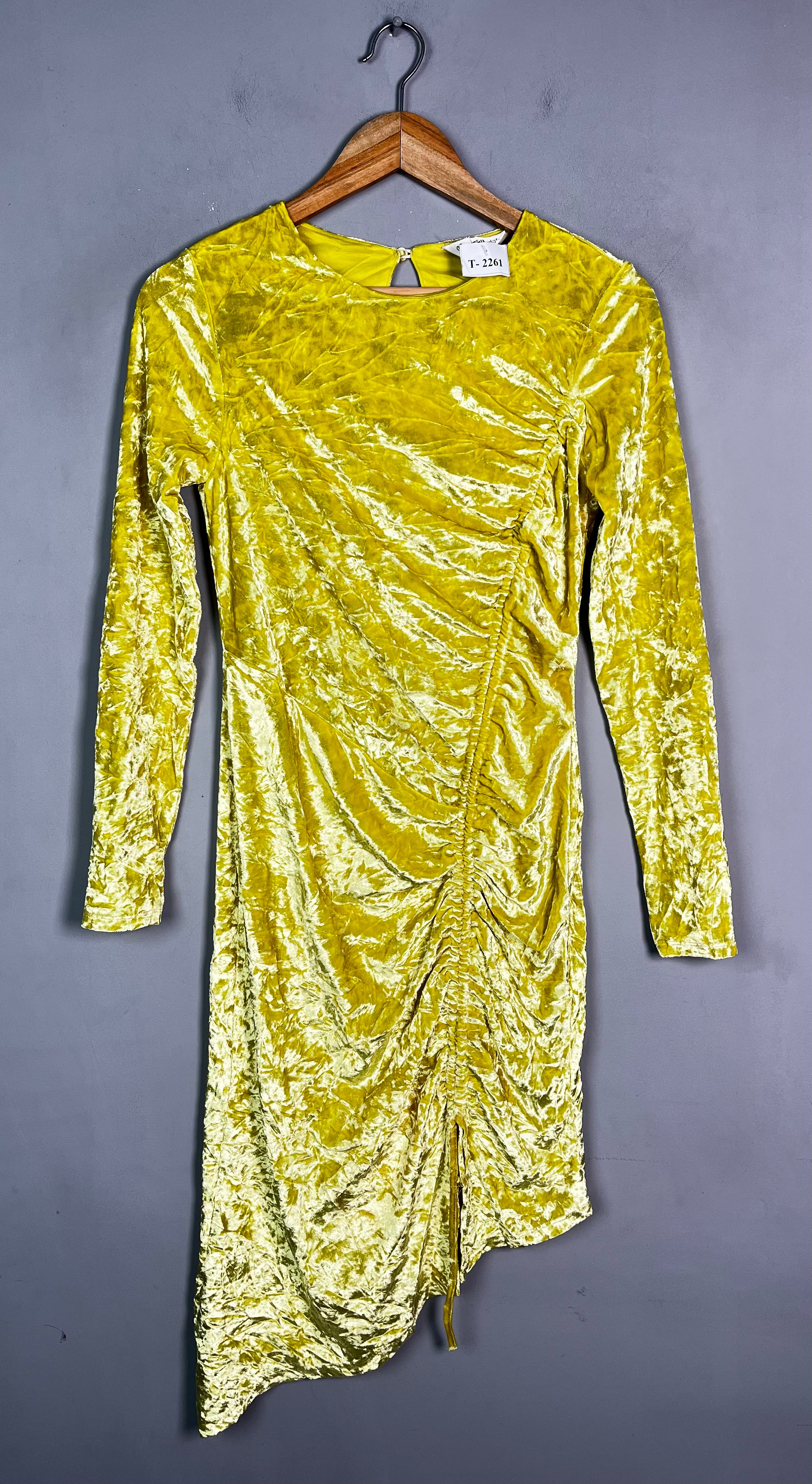 ASYMMETRICAL LONG SLEEVE VELVET DRESS - Thrifty Threads