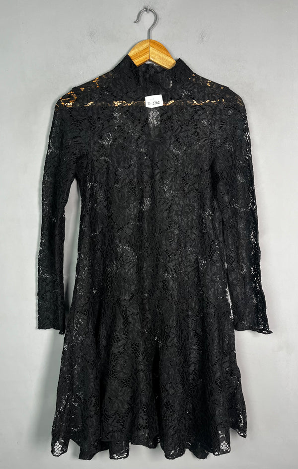 BLACK LACE LONG SLEEVE DRESS - Thrifty Threads