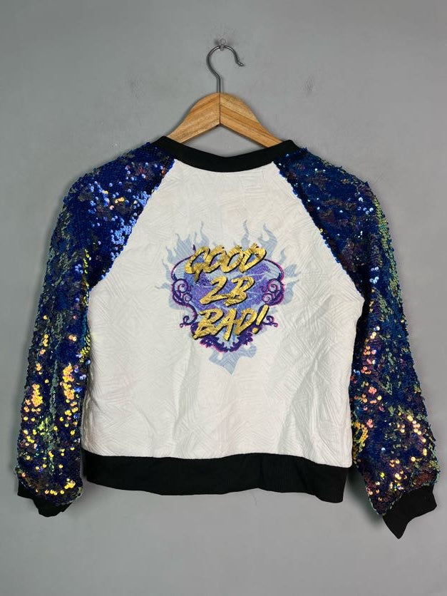 SEQUIN-SLEEVE ZIP-UP BOMBER JACKET - Thrifty Threads