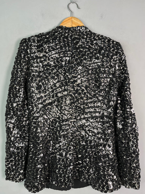 BLACK SEQUIN & EMBROIDERED BLAZER - Thrifty Threads