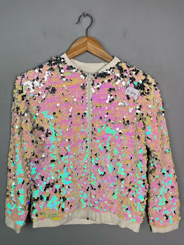 PINK SEQUINS ZIP-UP BOMBER JACKET - Thrifty Threads