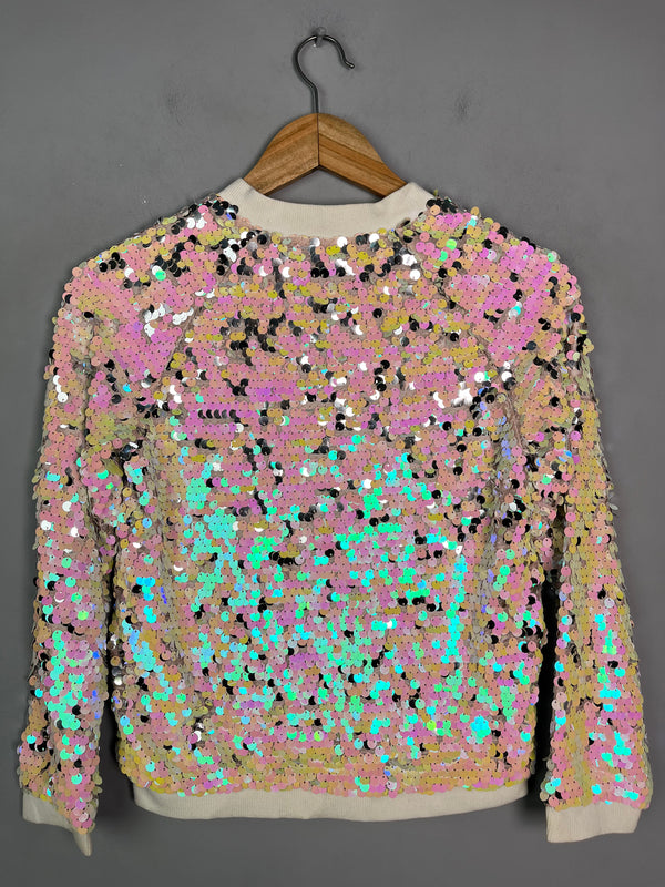 PINK SEQUINS ZIP-UP BOMBER JACKET - Thrifty Threads