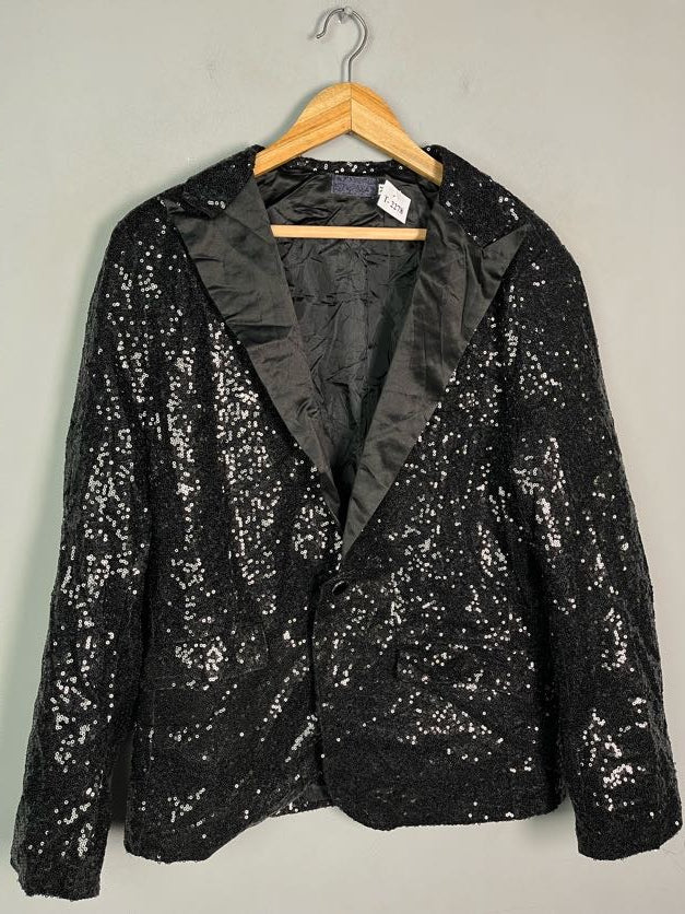 BLACK SEQUIN BLAZER - Thrifty Threads