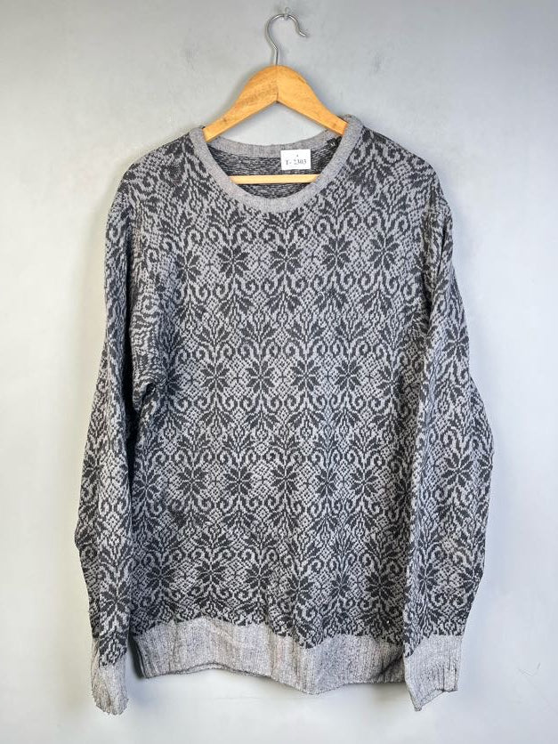 GREY & BLACK PRINTED SWEATER - Thrifty Threads
