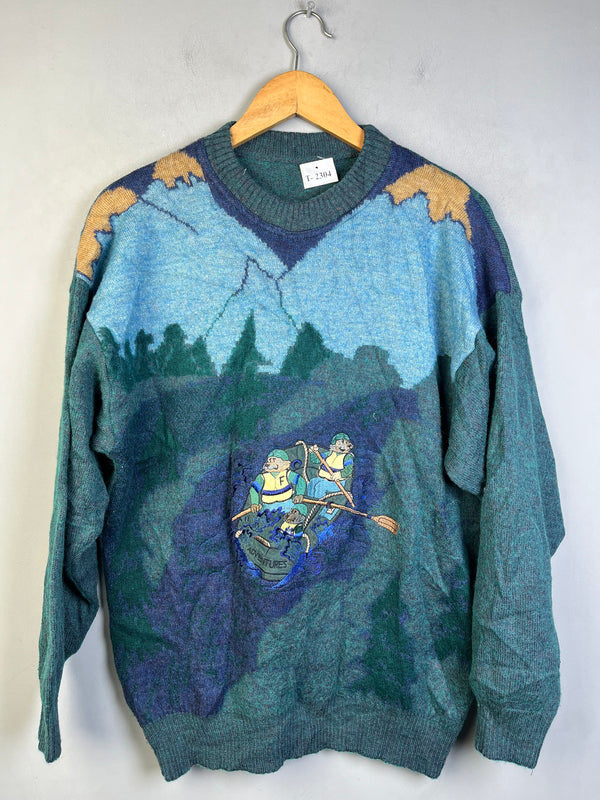 GREEN OUTDOOR GRAPHIC SWEATER - Thrifty Threads