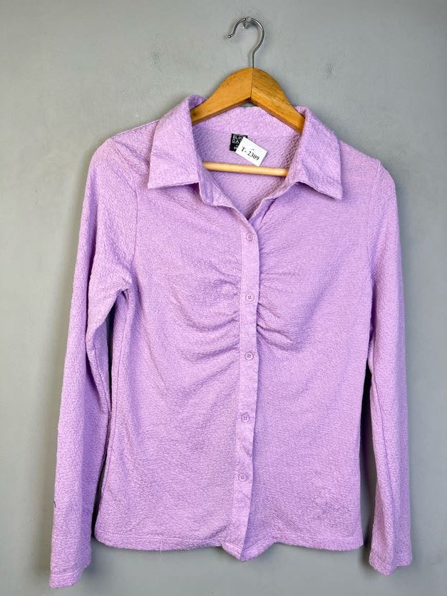 PURPLE TEXTURED BUTTON-DOWN SHIRT - Thrifty Threads