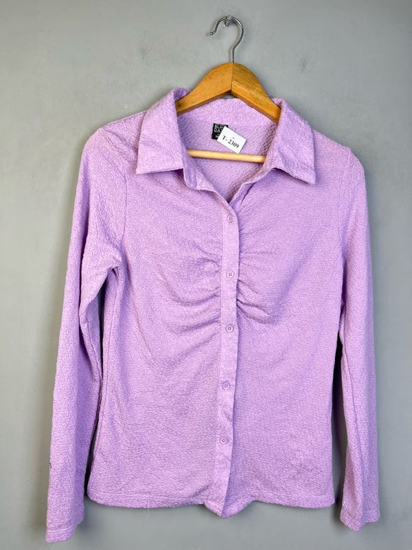 PURPLE TEXTURED BUTTON-DOWN SHIRT - Thrifty Threads
