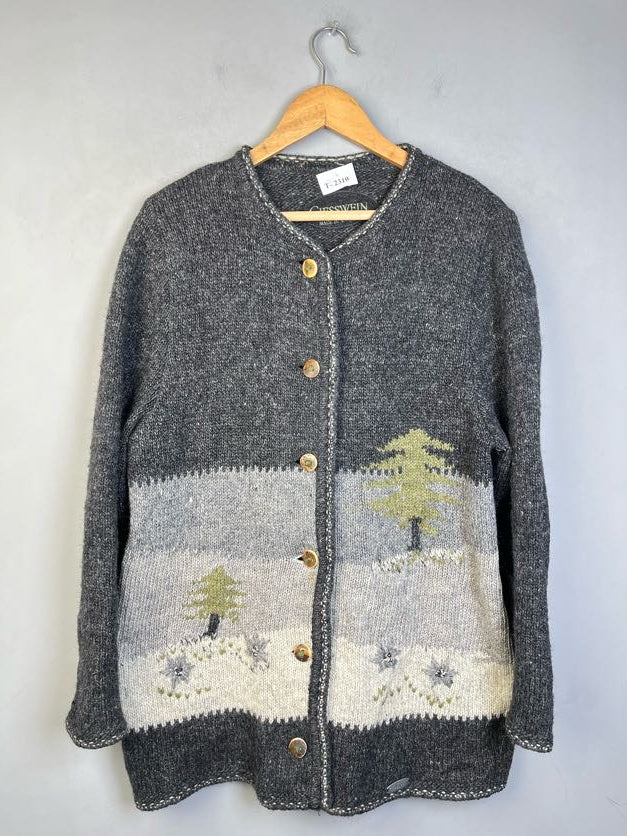 VINTAGE NATURE SCENE BUTTON-DOWN SWEATER - Thrifty Threads
