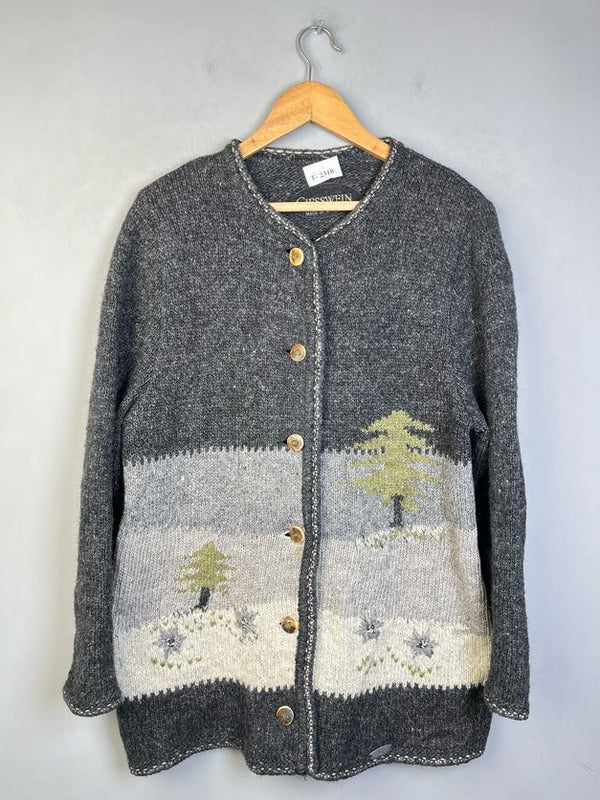 VINTAGE NATURE SCENE BUTTON-DOWN SWEATER - Thrifty Threads
