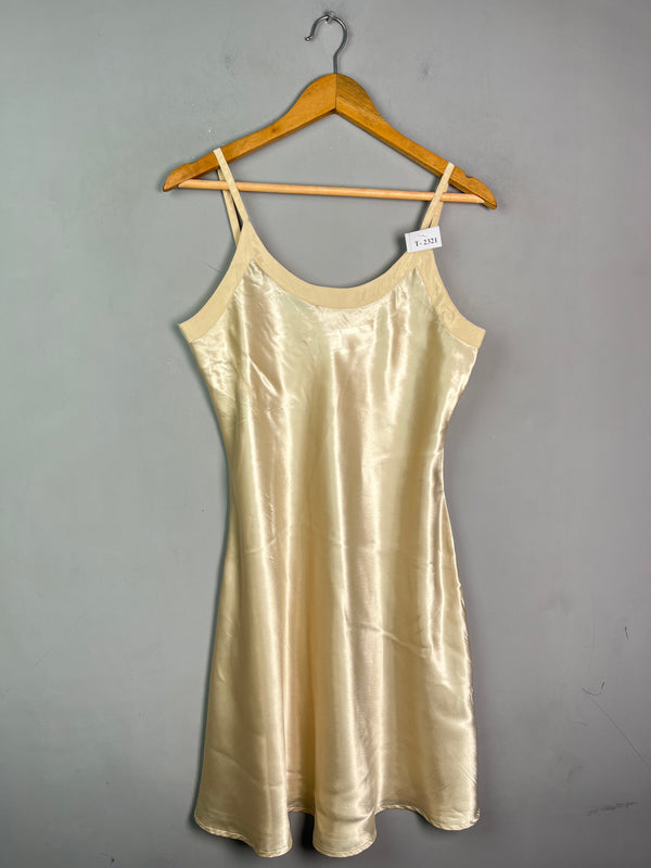 BEIGE SILK SLIP DRESS - Thrifty Threads