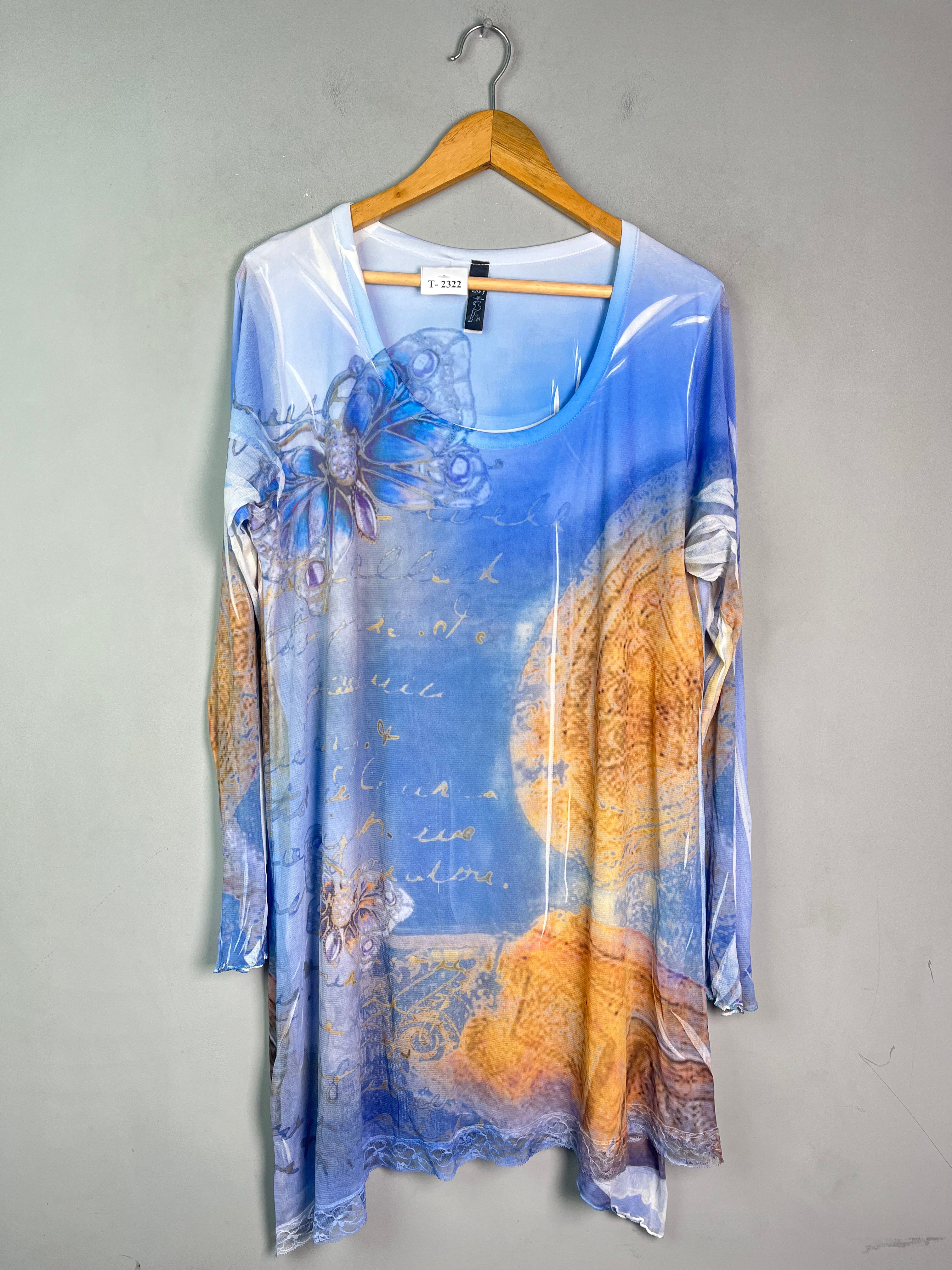 BLUE ABSTRACT PRINT TUNIC DRESS - Thrifty Threads