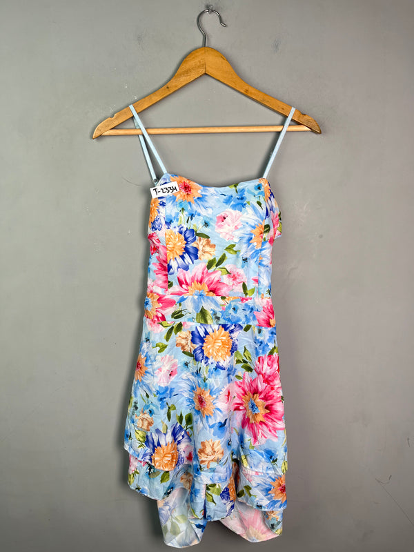 COLORFUL FLOWER PRINT MINI DRESS - Thrifty Threads