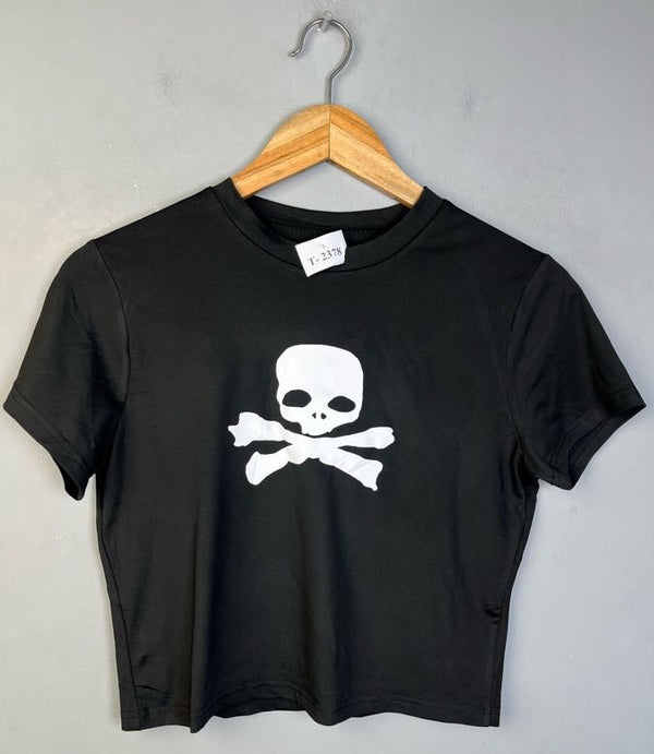 BLACK SKULL & BONES PRINT T-SHIRT - Thrifty Threads