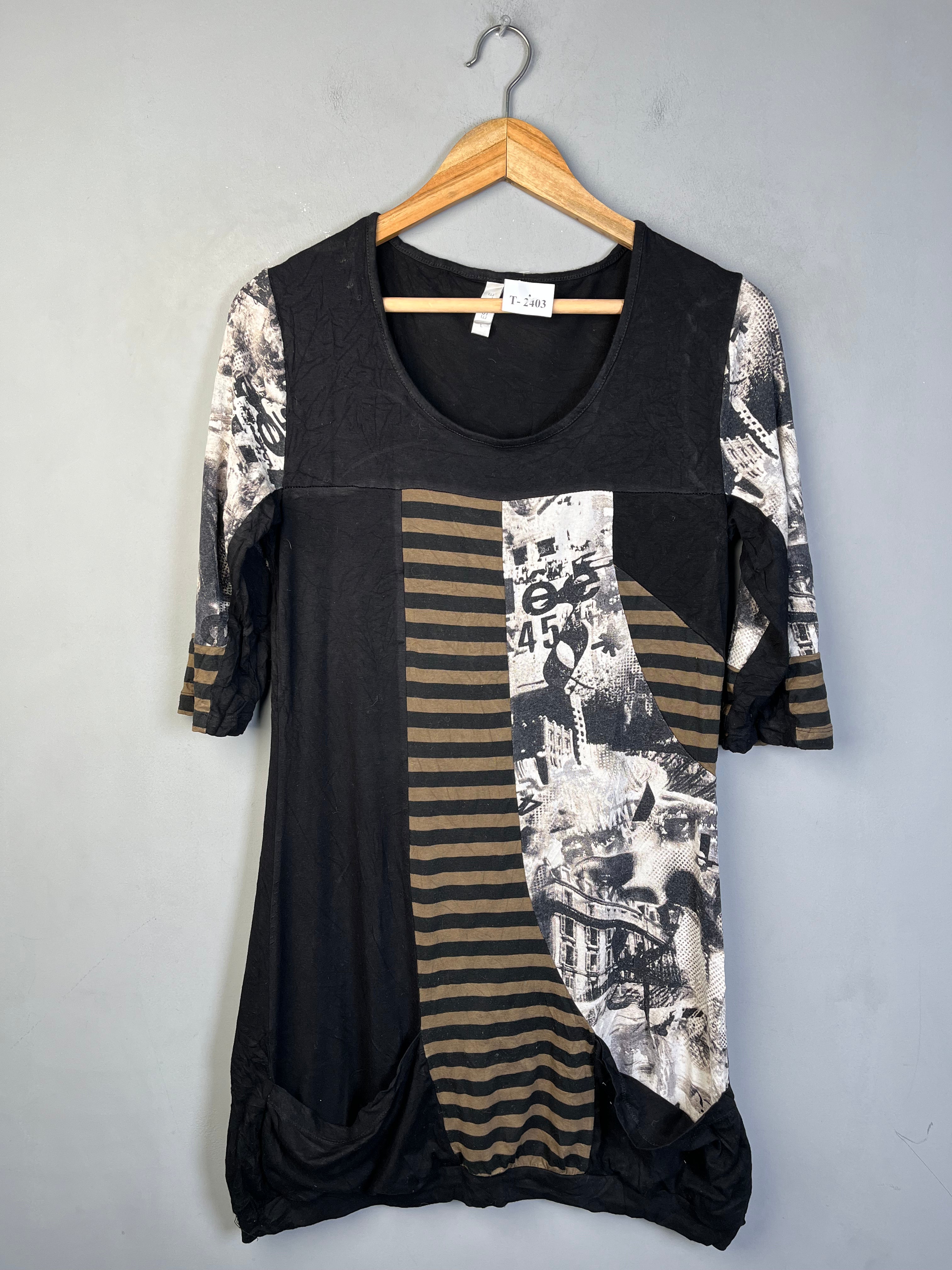 BLACK & WHITE PRINTED MINI DRESS - Thrifty Threads