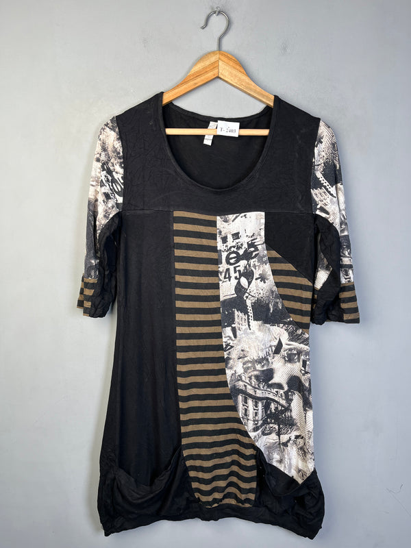 BLACK & WHITE PRINTED MINI DRESS - Thrifty Threads