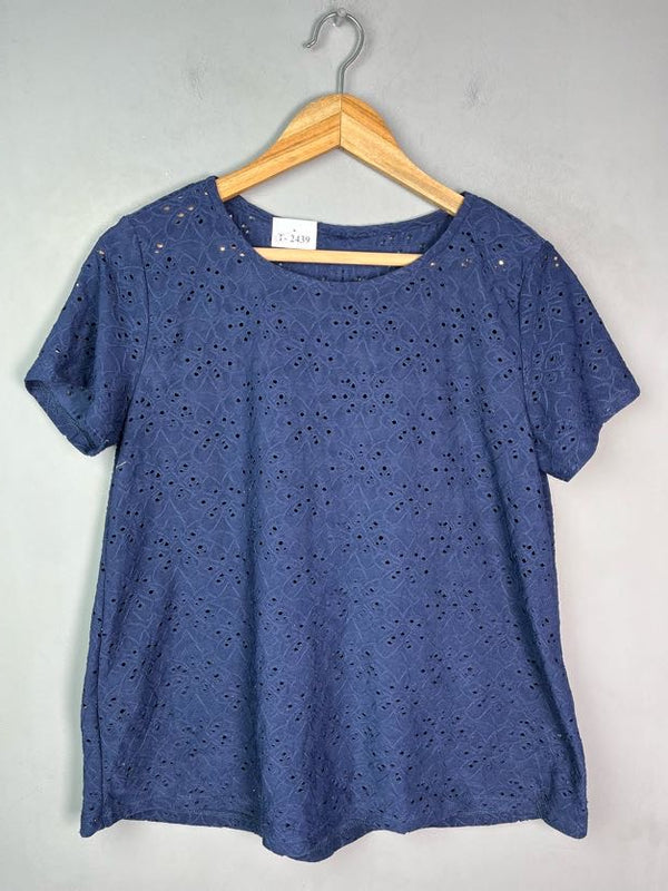 BLUE EYELET T-SHIRT - Thrifty Threads