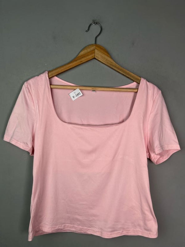 PINK SQUARE NECK T-SHIRT - Thrifty Threads