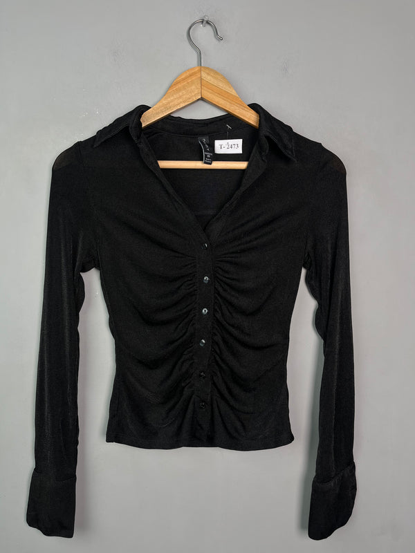 BLACK BUTTON-DOWN SHIRT - Thrifty Threads