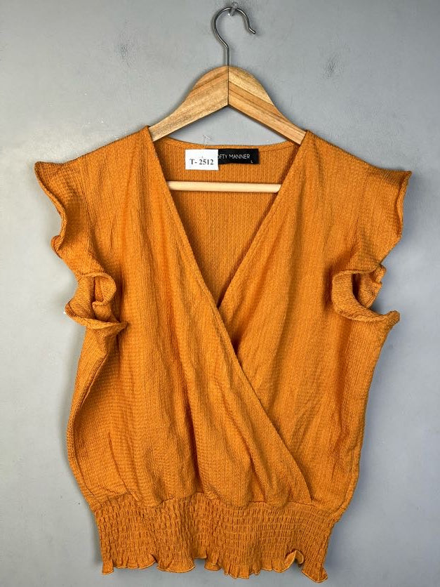 ORANGE CRINKLE WRAP TOP - Thrifty Threads