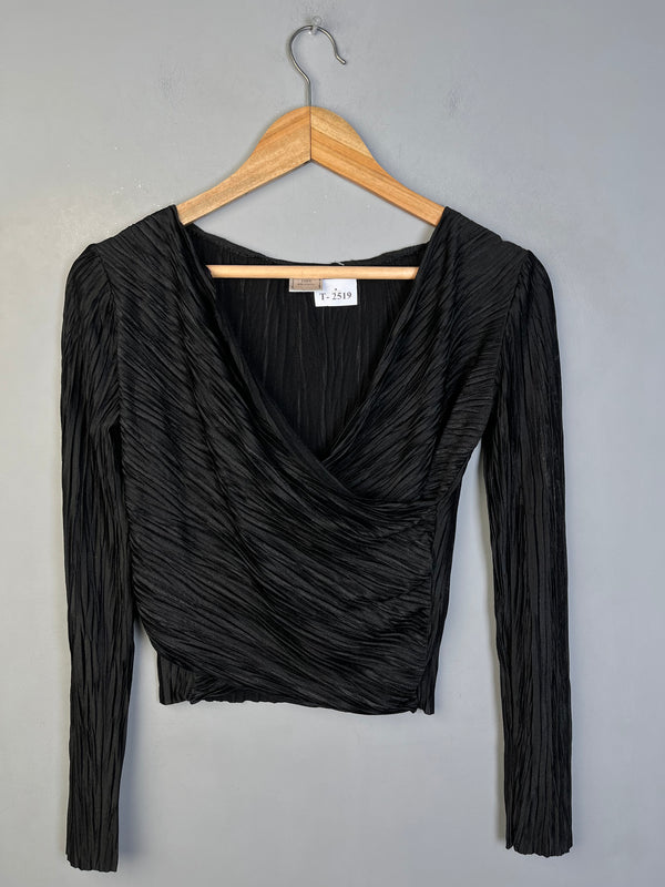 BLACK CRINKLE WRAP TOP - Thrifty Threads