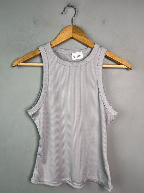 GREY RIBBED TANK TOP - Thrifty Threads