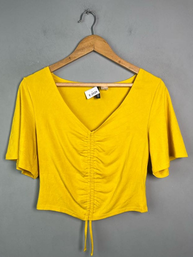 H&M YELLOW RUCHED FRONT TOP - Thrifty Threads