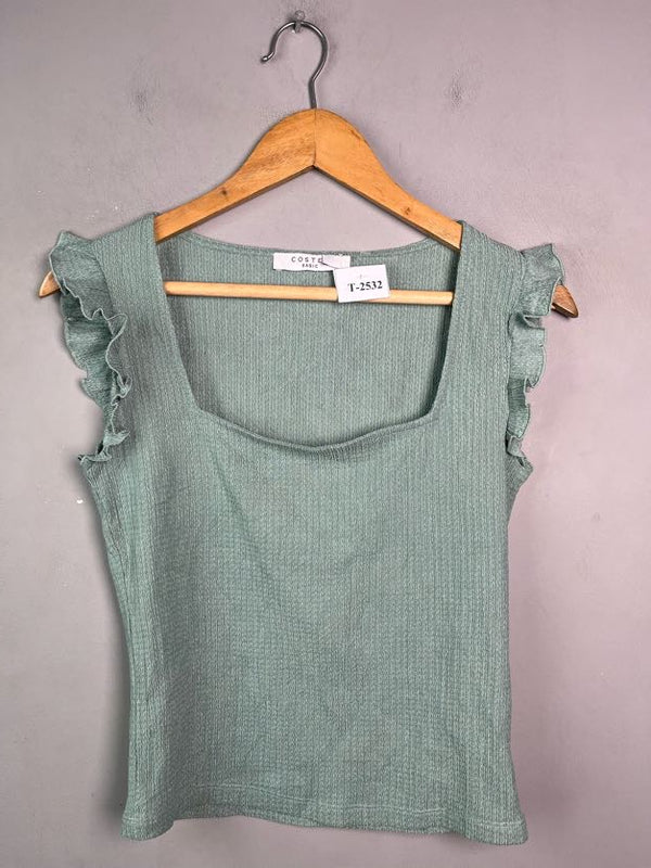 TEXTURED SQUARE NECK TOP - Thrifty Threads