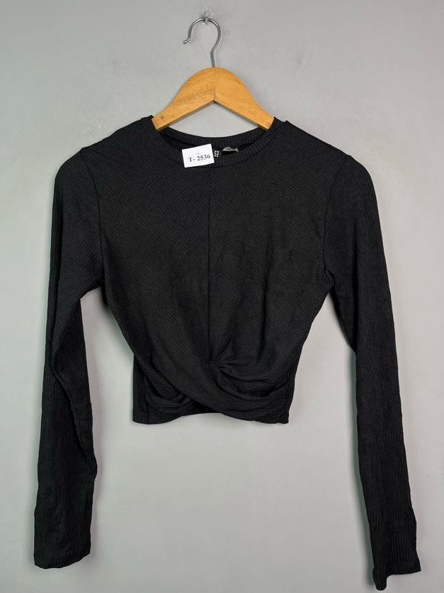H&M BLACK RIBBED TWIST FRONT TOP - Thrifty Threads