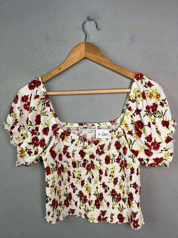 WHITE FLORAL PRINT OFF-SHOULDER TOP - Thrifty Threads
