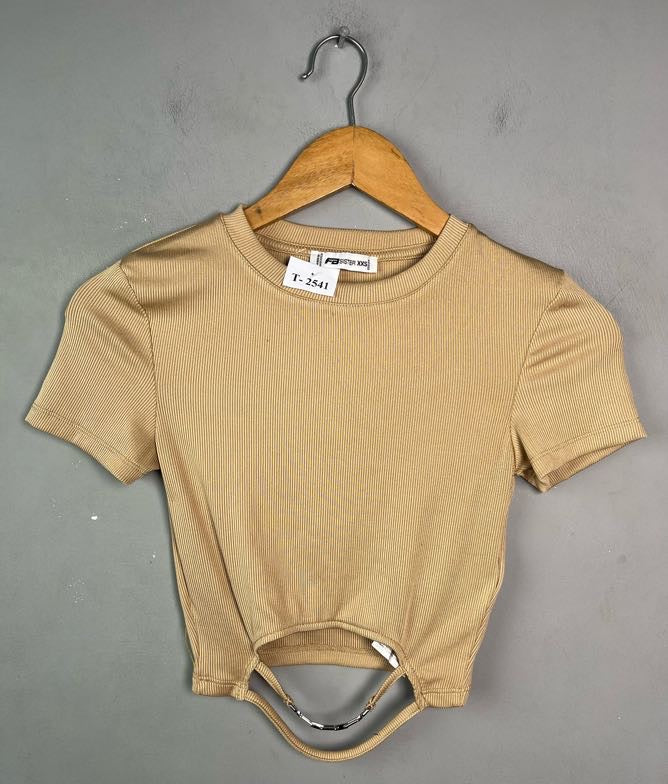 BEIGE RIBBED TOP - Thrifty Threads