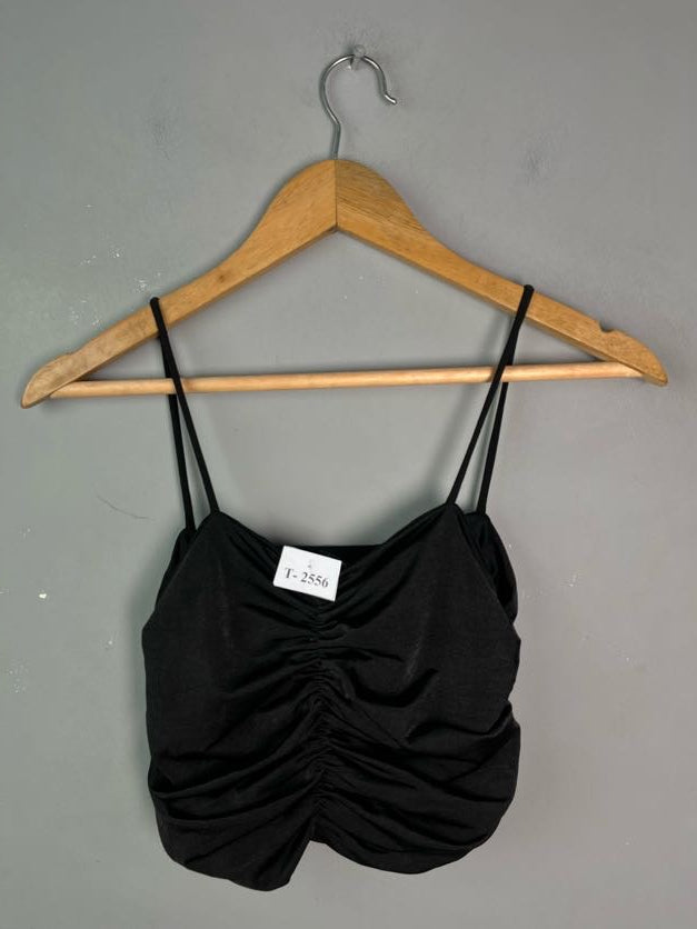 BLACK RUCHED CAMI TOP - Thrifty Threads