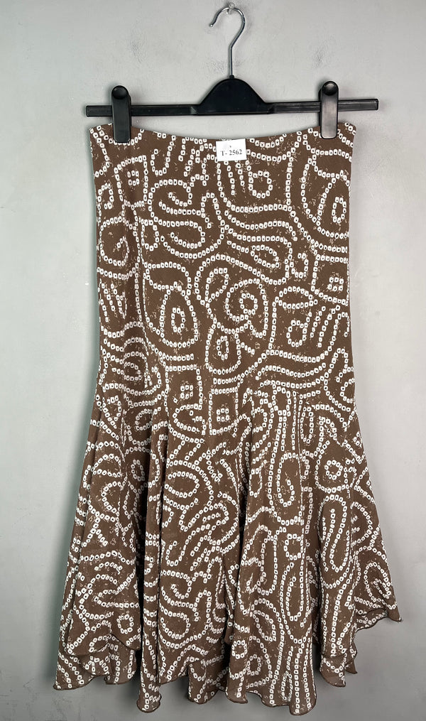 BROWN FLOWY PRINTED SKIRT - Thrifty Threads