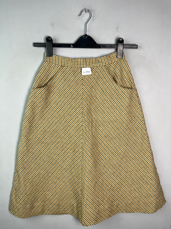 YELLOW & BEIGE TWEED A-LINE SKIRT - Thrifty Threads